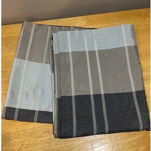 Croscill Textured Fabric Shower Curtain‎ Fairfax Slate Charcoal Plaid Striped